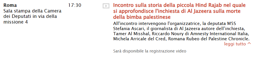Incontro sulla storia della piccola Hind Rajab nel quale si approfondisce l'inchiesta di Al Jazeera sulla morte della bimba palestinese